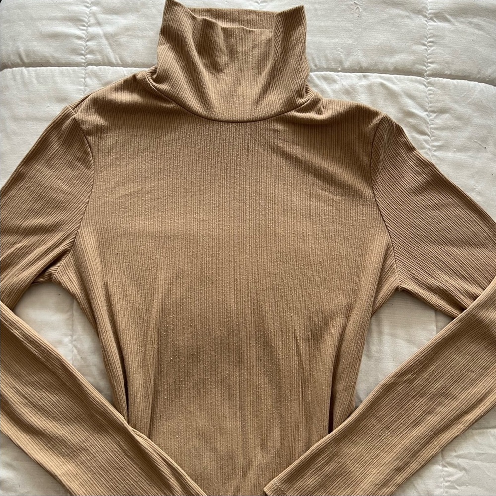 Women's Camel Turtleneck Sweater